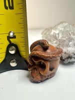 Antique Japanese Netsuke Skull Snake Signed Boxwood Edo Period Carving Rare
