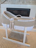 Made To Order- Crochet Moses Basket with mattress 5-6 weeks delivery NOT STAND