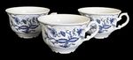 Vintage Ksiaz Poland Blue Floral Embossed Porcelain Coffee Tea Cups Set of 3