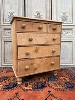A Pale Pine Un Waxed Victorian Chest Of Drawers On Bun Feet shabby character 