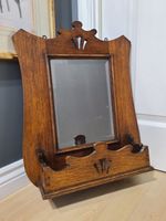 Arts & Crafts Liberty Style Quartercut Oak Hall Wall Mirror with Candle Box