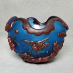 5" Chinese Old Beijing Glaze Carving Plum Blossom Magpie Brush Washer Collection
