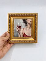 Woman Wine Glass Kitchen Decor Custom Original Oil Painting from photo