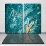 Glass Induction Ceramic Hob Cover Painting Abstract Turquoise Liquid  2x30x52 cm