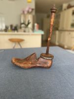Antique, Wood And Brass Double Toilet Roll Holder, reworked from a boot mold