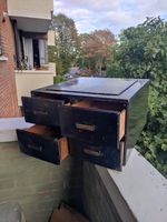 Title: Antique Ebonised 4-Drawer Clerk's Cabinet – Camden Lock Canal Warehouse H
