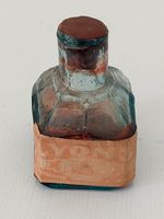 Lyons Edwardian Ink Bottle Wax Seal Cork Label (Faded) Red Ink Remnants Inside