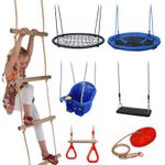 Garden Outdoor Swings Climbing Rope Ladder Wooden Frame Wall Trapeze Safety