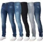 Kruze Mens Jeans Slim Fit Skinny Leg Stretch Flex Denim Trousers Pants UK Sizes