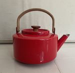 Vintage red Enamel Tea Kettle Copco Michael Lax  1960s original made in spain