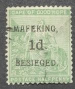 COGH MAFEKING 1900 1d on 1/2d Green (SG1) - Used, Ironed Crease 