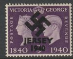 JERSEY 1940 CENTENARY 3d with OCCUPATION OVERPRINT Reproduction on genuine stamp