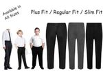 Boys School Trousers Slim / Regular / Plus Fit Pull Up Elastic Waist All Sizes