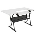 Small Hobby/Sewing Table, White Top with Black Legs