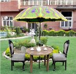 Indian Floral Garden Parasols Embroidered Outdoor Sun Shade Patio Umbrella 72"
