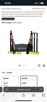 Ram Cricket Crazy Cricket Junior Set Kit Bats Stumps & Balls with Carry Bag