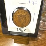 1827 Coronet Head Large Cent Brown Copper Philadelphia Business Strike KM#45