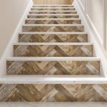 13Pcs Stair Riser Stickers Faux Wood Self-Adhesive PVC Staircase Stickers Decals
