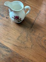 Mini Floral Ceramic Pitcher with Pink Roses – Vintage Style – 4" Wide – Excellen