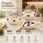 3pc Plastic Hot Pot Thermal Insulated Casserole Food Warmer Serving Dish Cream