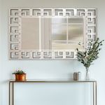Extra Large Venetian Modern Glass Bevelled Edge Wall Mirror with Geometric Frame