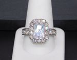 Vintage Signed NVC Pave Rhinestone Ladies Cocktail Ring Size 11.25