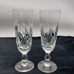 Royal Brierley Braemar Cut Crystal Champagne Flutes Pair  Signed 17.3cm Height