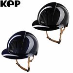 KEP Riding Helmet NOVA Metal Polish with Polo Visor Strap Tan