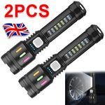 2X 990000000LM Super Bright Flashlight LED Powerful Rechargeable Torch Zoomable