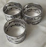 Three Rare Matching Gorham Brand Silver Napkin Rings, 1899 Strasbourg Line #1150