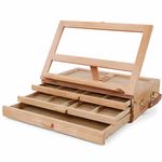 ARTISTIK Wooden Tabletop Easel Adjustable Art Box with 3 Drawers & Handle