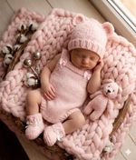 Hand knitted baby set choose size -  Baby Pink