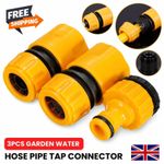 3 Packs Garden Water Hose Pipe Tap Connector Conection Fitting Adaptor Hoselock