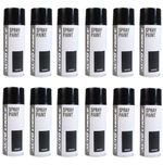 12 x AEROSOL SATIN BLACK SPRAY PAINT AUTOCHOICE CAR MULTI-PURPOSE 400ML