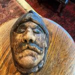 19th-century sailor's carving Coconut of a grotesque or fool's head,rare