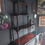 Antique Victorian Mahogany Whatnot Shelves With Barley Twist Turned Legs 