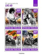 LIVE AID 1985 Charity Music Concert Queen/Bono/Jagger Stamp Sheet #1 (2020 Togo)