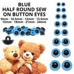 Blue Half Round Button Eyes Sew On for Teddy Bear/Animal Soft Toy Making