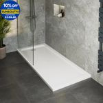 Modern Rectangular Shower Tray 1700x700mm Low Profile Lightweight White Waste