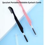 Foldable Eyelash Comb Grooming Brush Double Ended Brush and Eyebrow  Comb