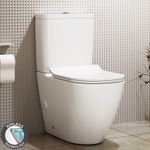 Elva Close Coupled Round Rimless Toilet Bathroom & Slim Soft Close Seat, Cistern