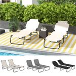 5 Position Poolside Reclining Beach Chair Set of 2 Folding Lounger Refurbished