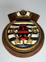 HMS Carhampton Vintage Metal Plaque Crest Boat Shield Royal Navy Wall Hanging