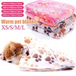 Warm Pet Mat Dots Paw Print Cat Puppy Fleece Soft Blanket Bed Cushion XS S M L