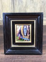 VINTAGE FRENCH ENAMEL PICTURE VIRGIN MARY / OUR LADY OF LOURDES BY ANDRE BUREAU