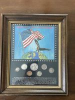 Framed US Coin Collection Display 'Obsolete Coins of Yesterday' Nickel Set