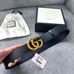 Gucci Black Leather GG Logo Buckle Belt - Women Size 4-6 (85cm)
