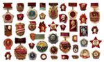 Enamel 42 Pin Badges Lenin Communist Soviet Russia, Veteran of Labor Winner Star