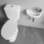 Complete Cloakroom Suite Close Coupled Toilet Wall Hung Basin Sink Tap Trap Set