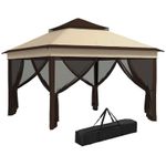 Pop up Gazebo Tent with Netting, Height Adjustable, Beige  3 X 3(M)